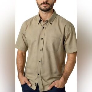 Van Huesen Men's Short Sleeve Beige & Black Size XL